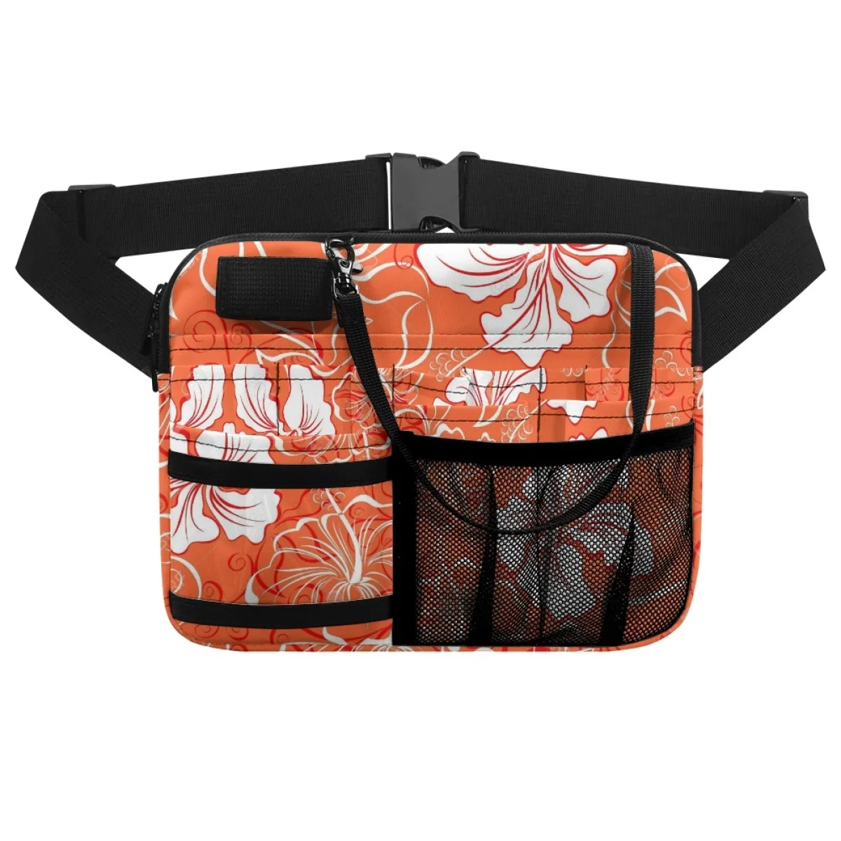 Tropical Hibiscus Print Ladies Waist Bag Nurse Fanny Pack Portable Organizer Shoulder Pouch Care Tool Storage Bags Sac Femme