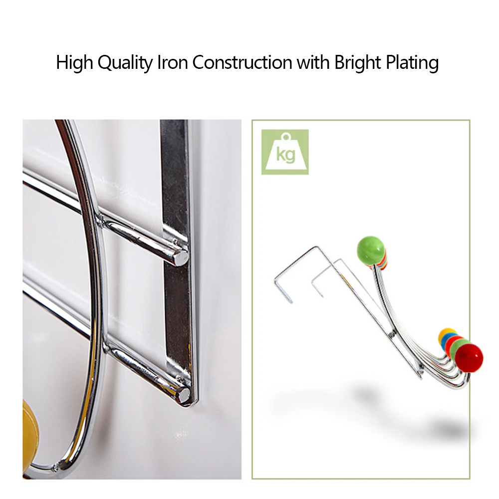 Iron Over Door Coat Hook Door-Back Traceless Hook Clothes Hanger 10 Hooks Kitchen Bedroom Door Rack Towel Holder Hanging Tool view 4