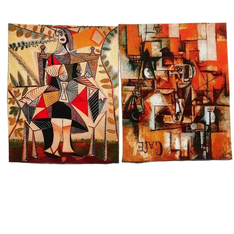 20x25cm Picasso Patchwork Cotton Canvas Fabric Cartoon for DIY Sewing & Quilting Purse Book Cover Home Decoration Material