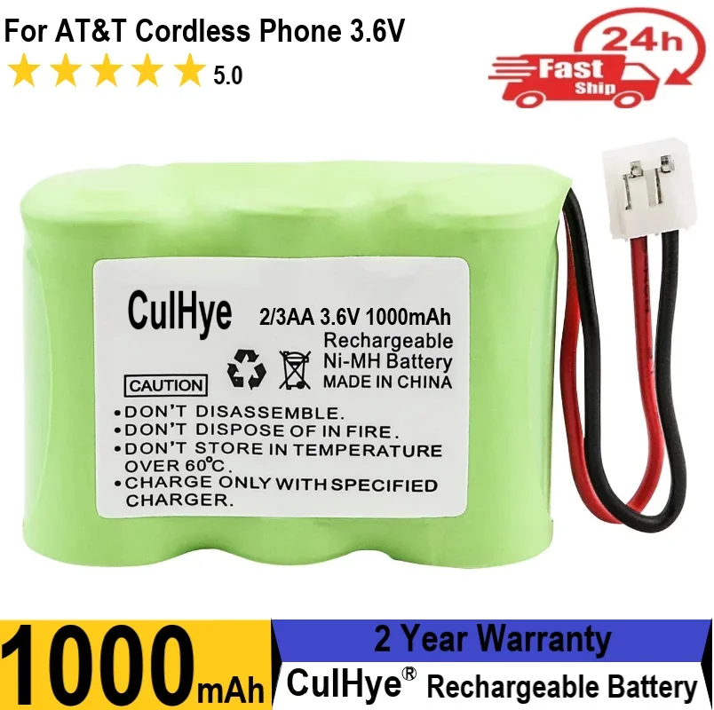 Batería recargable Ni-MH 2/3AA 3,6 V para teléfono inalámbrico AT&T 2422 80-5074-00-00 Lucent 2422 Vtech ia5870 Sanik 3SN-2/3AA30-S-J1
