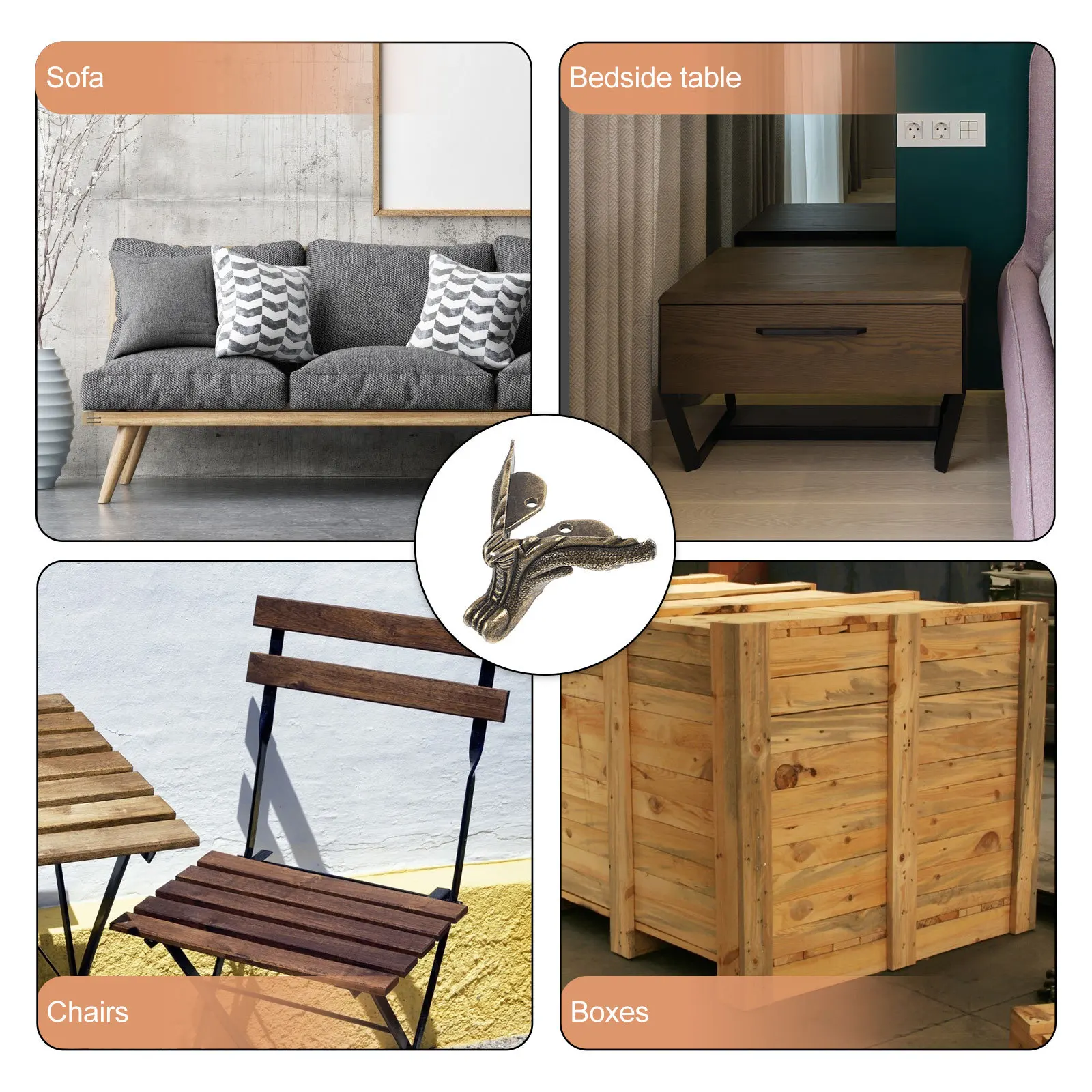 6 szt. Nóżki meblowe ze stopu cynku 30x42 mm, wytrzymałe, do sofy, szafki, ciemnozielone, zamienne nogi meblowe, żelazo