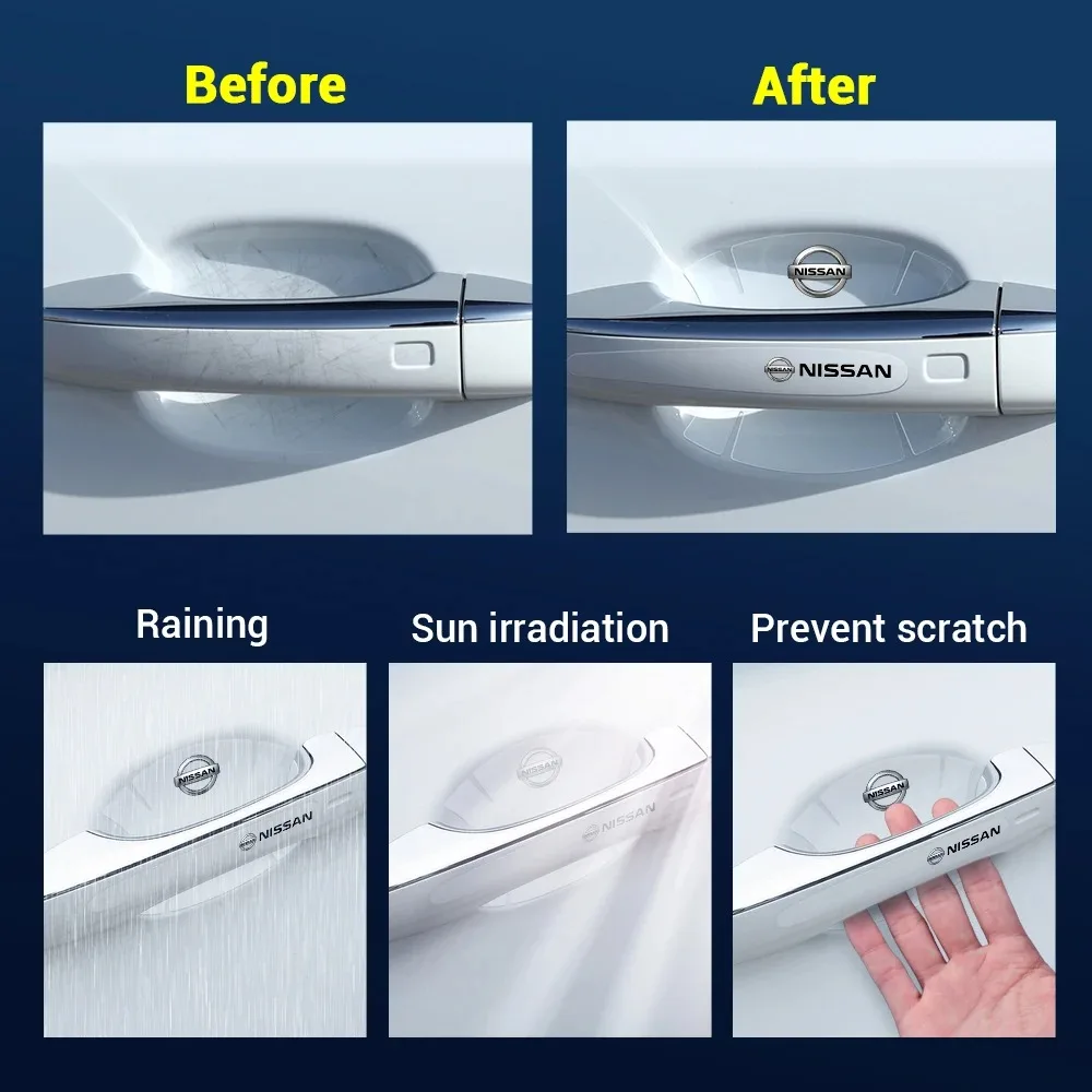 8Pcs Car Door Handle Protection Film Door Bowl Stickers for Nissan Qashqai J11 J10 Versa Juke Kicks Patrol Y62 March X-trail