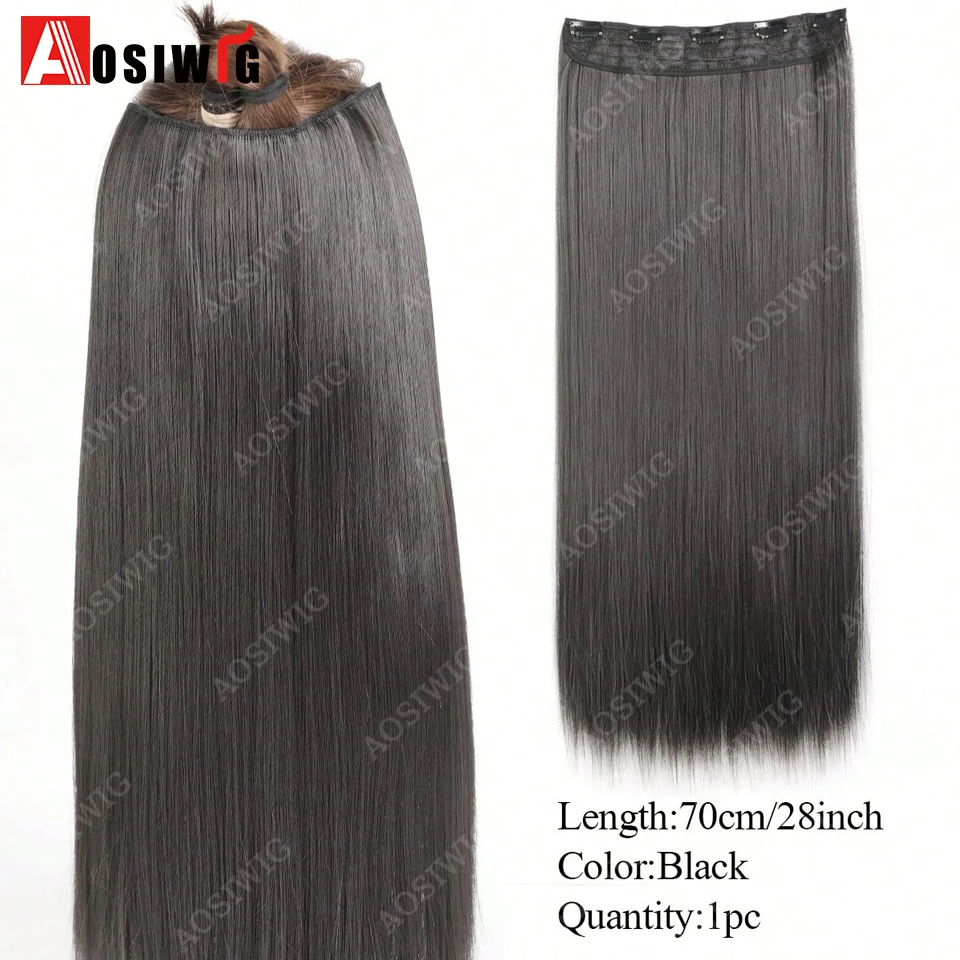 Synthetic Long Straight Clip In Hair Extensions