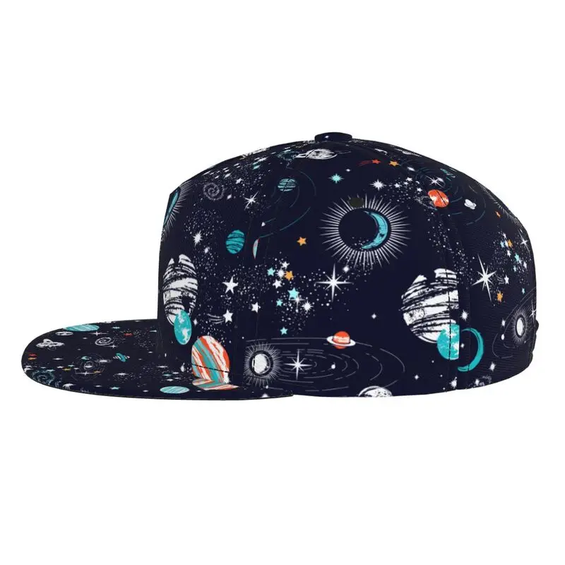 Space Galaxy Planets Print Baseball Cap for Men Women Adjustable Flat Brim Snapback Hat Hip Hop Trucker Hats Sun Cap