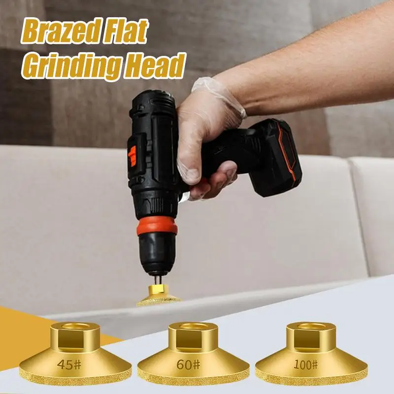 Flat Grinding Head M10 Stone Counter Top Grinder Discs Brazed Flat Grinding Head Replacement For Craftsmen Enthusiasts Set Of 3