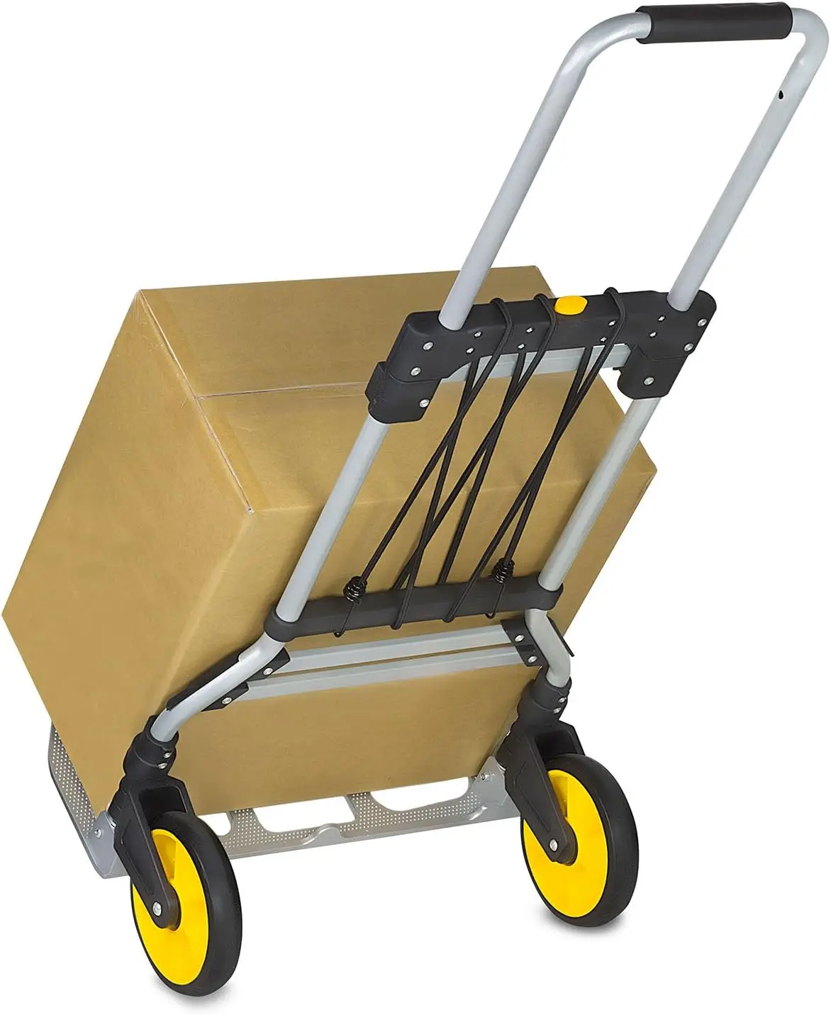 Folding Hand Truck and Dolly, 264 Lb Capacity Heavy-Duty Luggage Trolley Cart with Telescoping Handle and Rubber Wheels