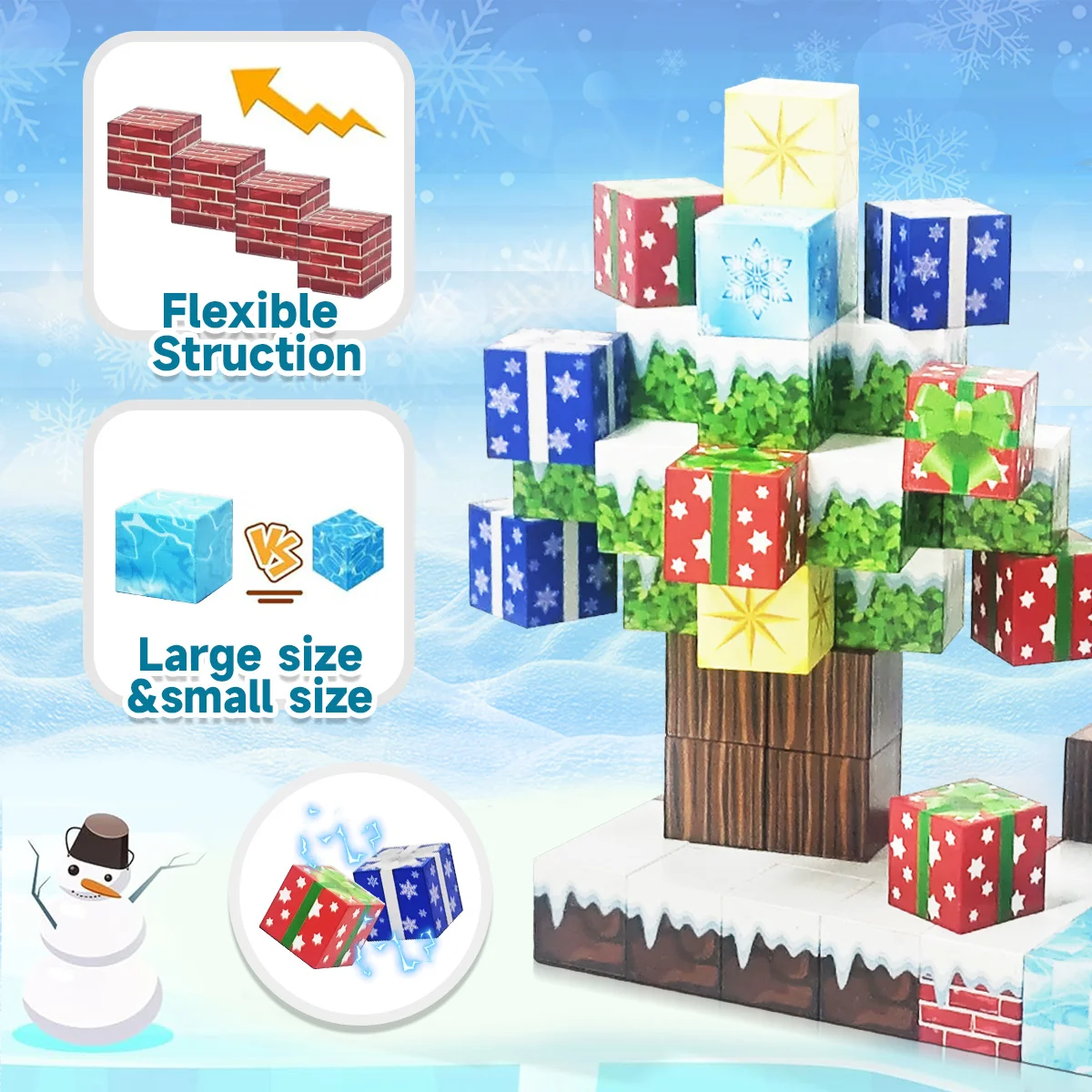 Magnetic Blocks Christmas Set for Kids, Educational Travel Magnet Toy, Creative & Funny Birthdays, Christmas, New Year Gift