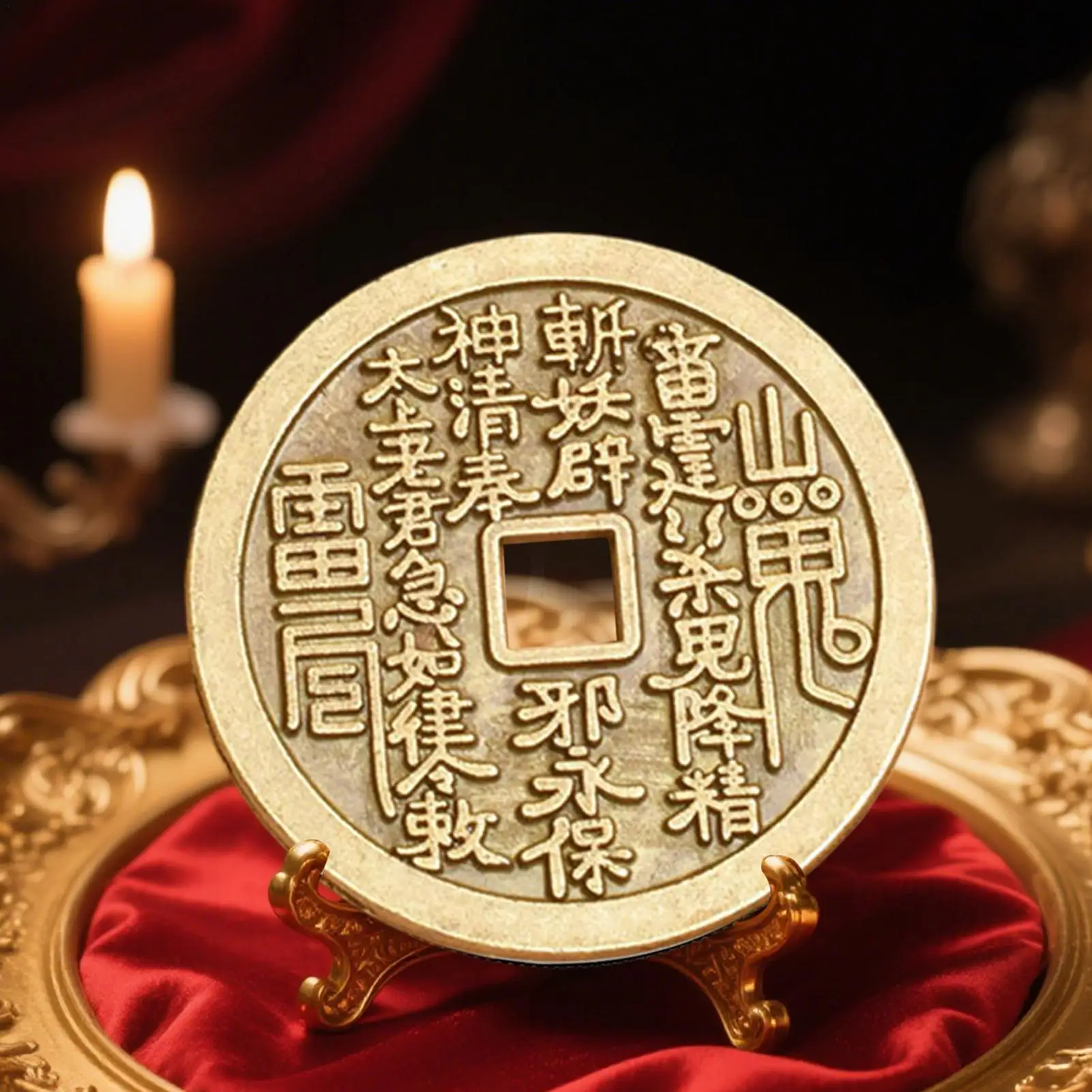 Chinese Coin Charm Collectible Tai Sui Pendant Good Luck Keepsake Ornament Portable Collectible Souvenir For Adults Bookshelf
