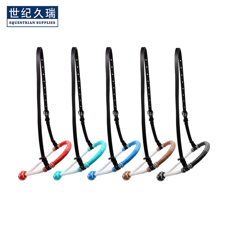 Faixa de nariz de couro bruto ocidental trançada à mão círculo noseband bruto bosal para trilha equitação cavalo aderência