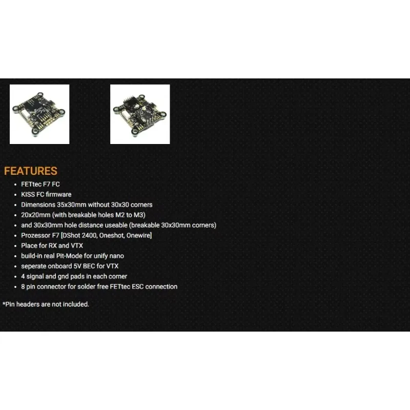 FETTEC KISS FC Fettec F7 FC 30x30 and 20x20 KISS Firmware Flight Controller