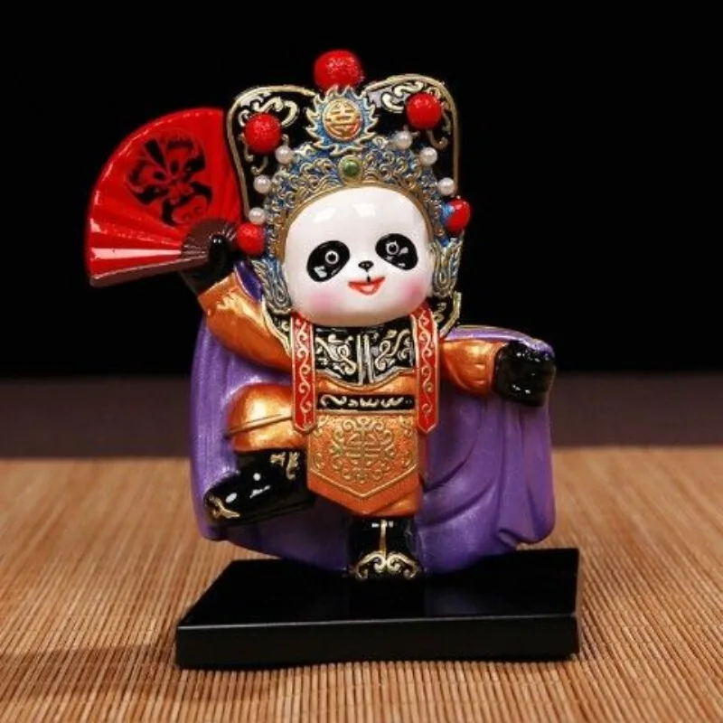 Sichuan Opera Face Changing Panda Figurine Chinese Style Collectible Ornament for Foreign Friends Desktop Shelf Display Decor