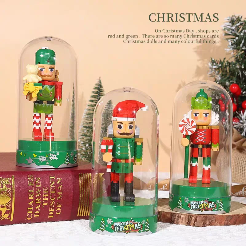 Retro Soldier Shaped Creative Miniature Building Block Model Christmas Home Ornament DIY Educational Kids Toys Holiday Gifts