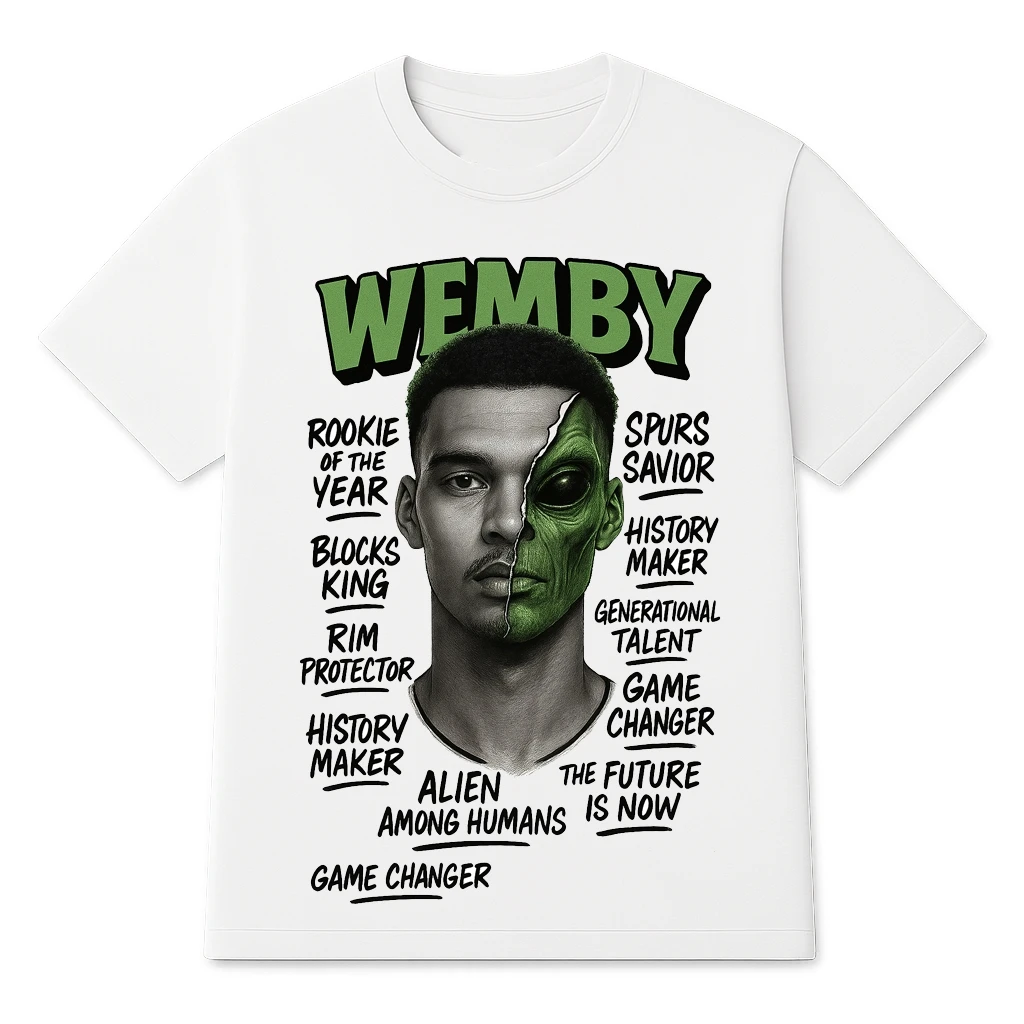The Wemby Alien Spurs Savior Print 2026 Merch Fan T-shirt Cotton Clothing Unisex Men Women T-Shirts Y2k Casual Tee Popular Top