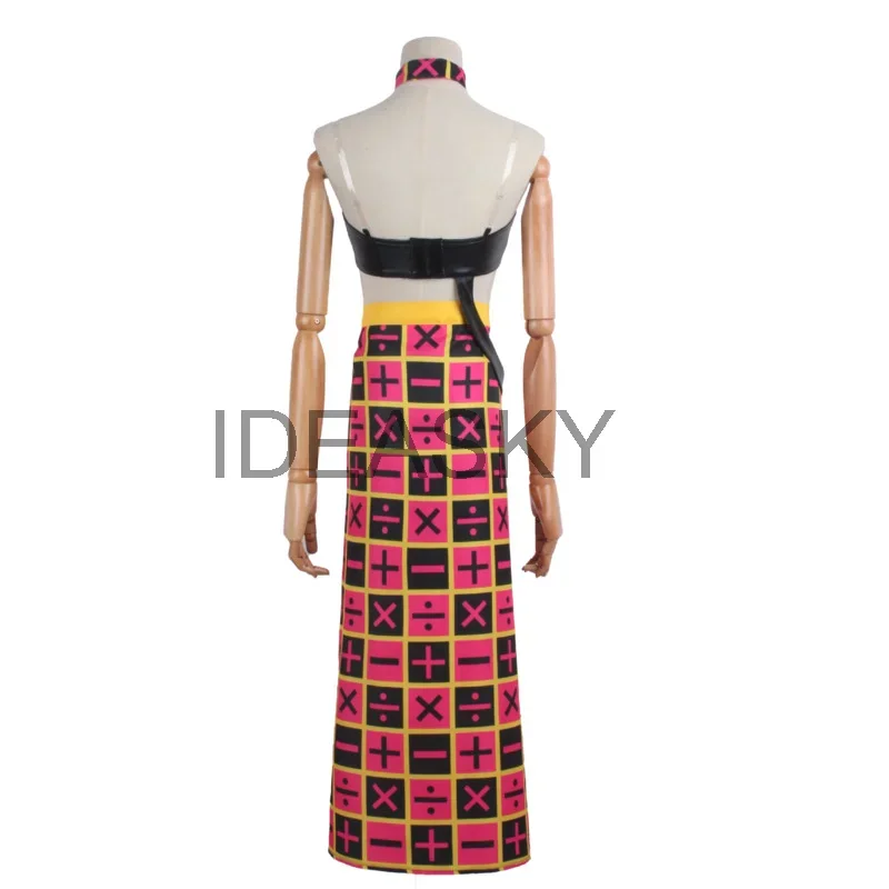 جوجو مغامرة غريبة تأثيري الرياح الذهبية تريش أونا تأثيري حلي شعر مستعار الصدرية تنورة الزي أحذية فستان النساء Grils NL5358