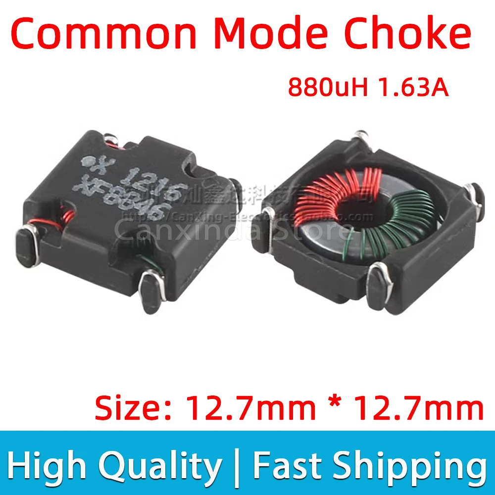 Inductance d'inductance de bobine de starter en Mode commun SMT SMD, 2 pièces, 0,88 mH, 880uH, 1,63 a, filtre d'alimentation de commutation XF8846