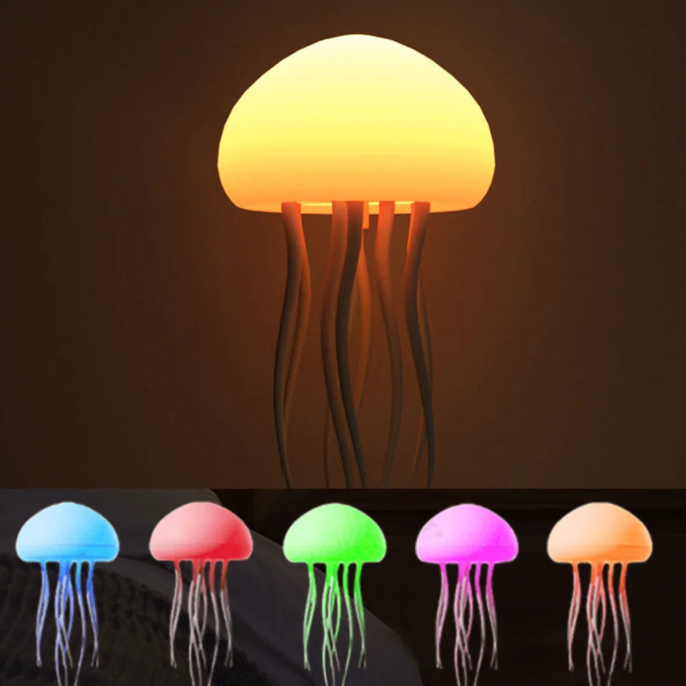 1-5pc Cartoon Dancing Jellyfish Night Light RGB Gradient Cute Jellyfish Bedside Lamp Voice Control TypeC Charging LED Night Lamp