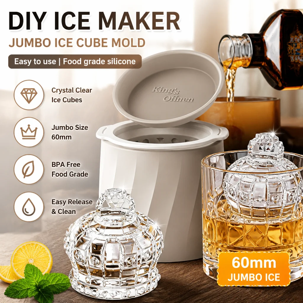 DIY Crown Silicone Ice Cup Mold Reusable Flexible Freezing Tray For Whiskey Cocktail Drinks Home Bar Beverage Making Tool