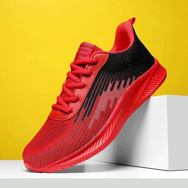 

2023 New Big Size 36-47 Mesh Breathable Light Running Shoes Men Women Summer Red Comfortable Men's Non-slip Women's Sneakers