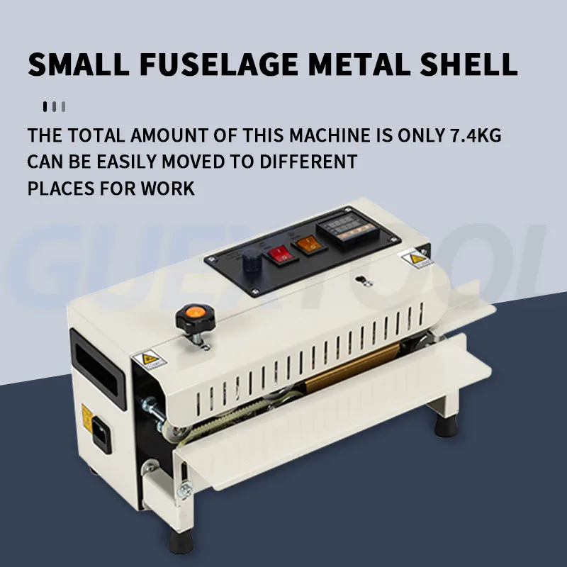 Auto Continuous Bag Sealing Machine Plastic Bag Packaging Band Sealing Machine Horizontal Bag Sealer Date Embossed Printing