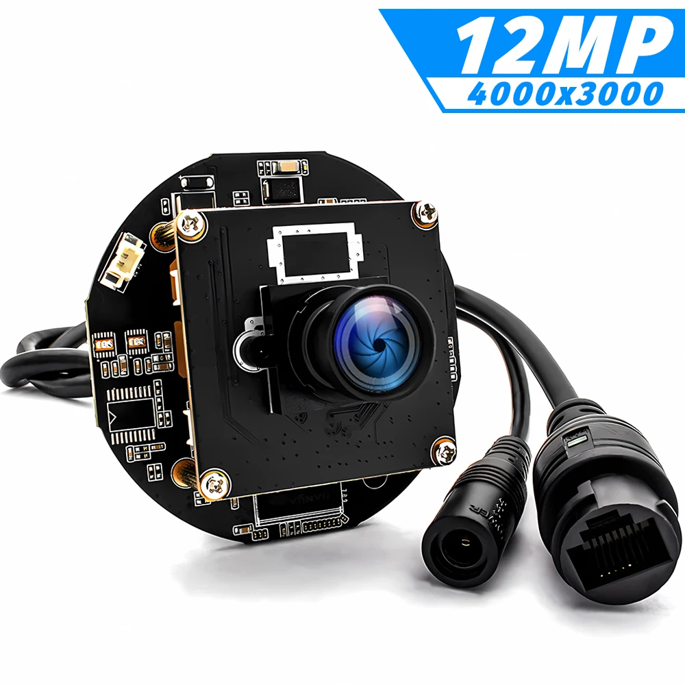 

WGWK 12MP IMX577 IP Camera Module Low illumination 4000x3000 25FPS Webcam Board Onvif RTSP H.265 With No Distortion M12 Lens