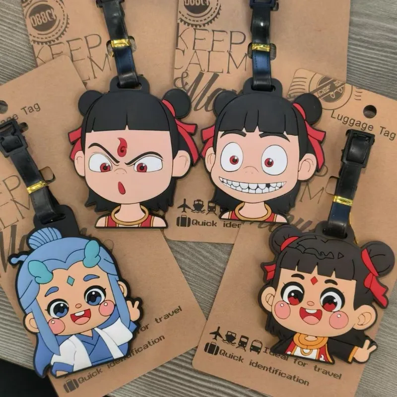 

Anime Nezha Ao Bing Luggage Travel Accessories Tags Silicone Luggage ID Address Bracket Luggage Boarding Pass Portable Tags Gift