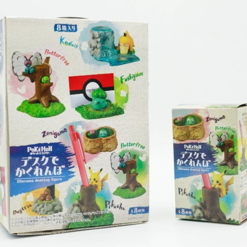 Pokemon Anime Figura Pikachu Magikarp Squirtle Butterfree Psyduck Bulbasaur Vulpix Portapenne da tavolo Scatola cieca Giocattoli Regali per bambini