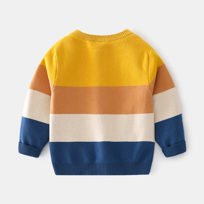 Children's clothing European and American style boys' double-layer sweater 2025 autumn new item baby abstract cartoon jacquard s