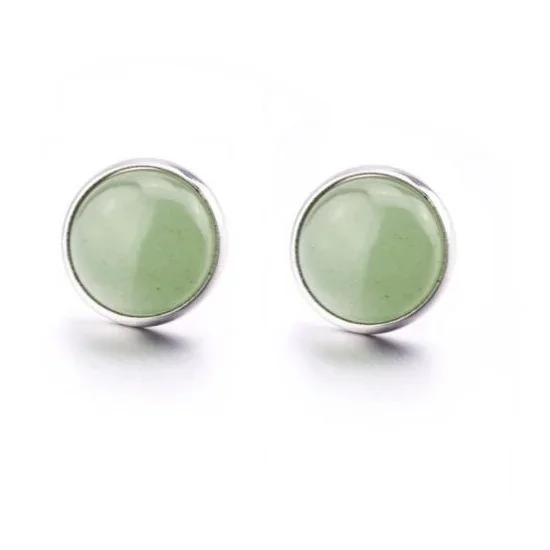 Stainless Steel 10mm 12mm Round Natural Dyed Synthetic Stone Earrings for Women Men Brincos Pendientes Jewelry