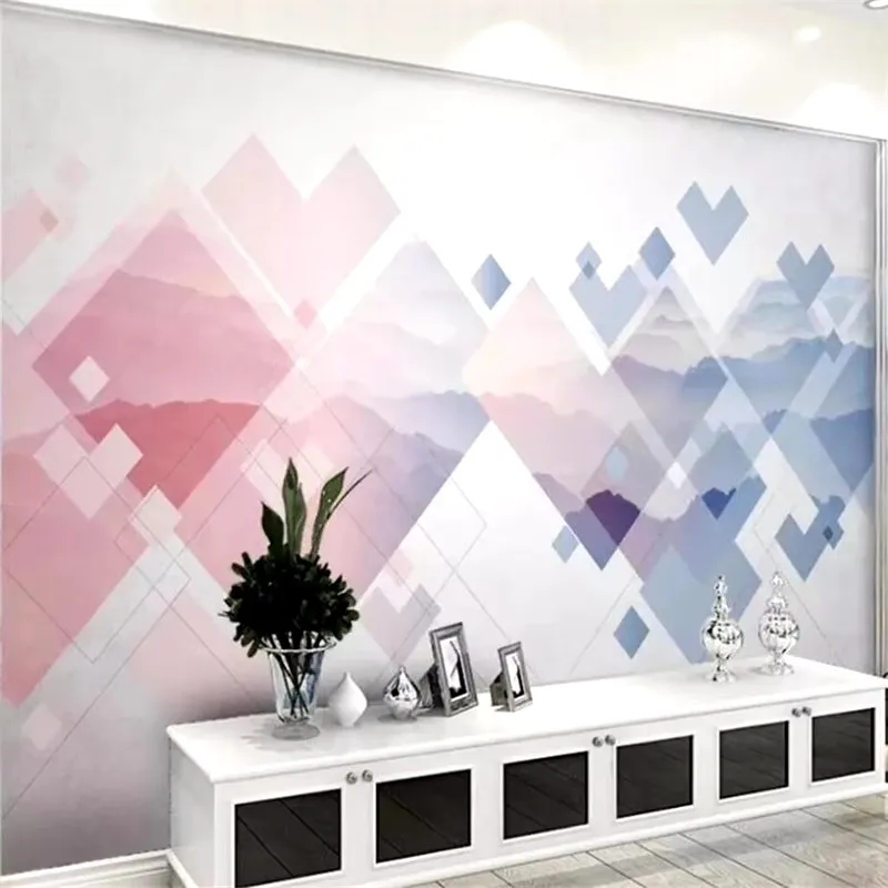 Custom wallpaper 3d stereo photo mural new Chinese ink landscape geometry simple modern TV background wall wallpapers home decor