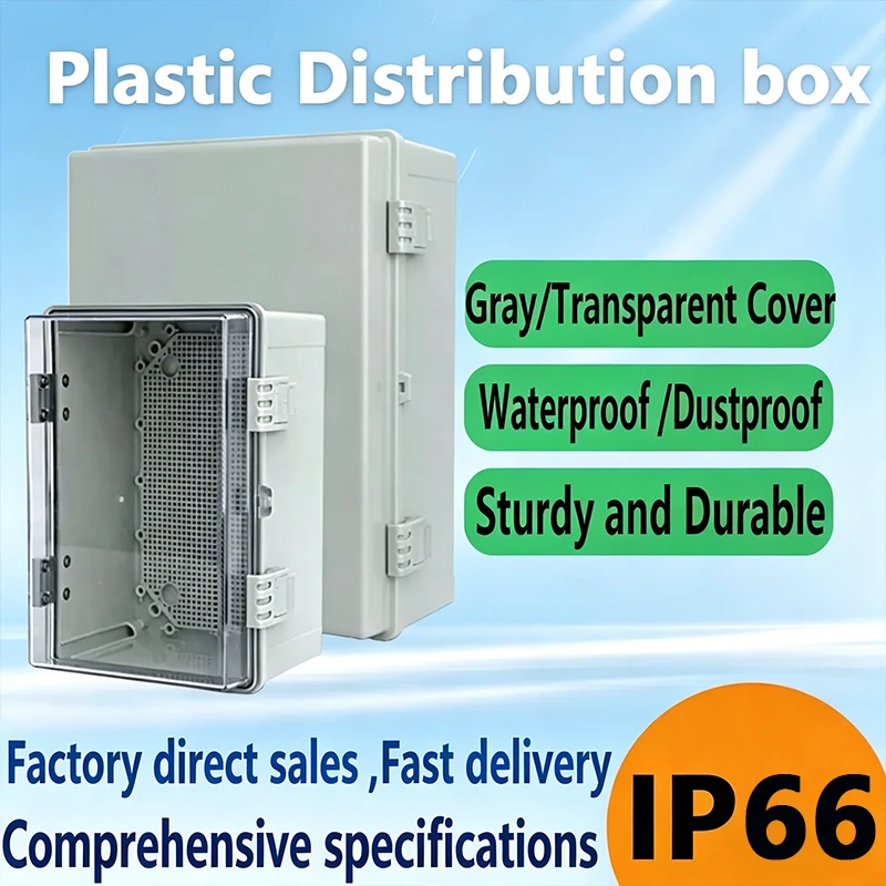 Outdoor Waterproof Power Box Made of ABS Plastic with IP66 Gray/Transparent Cover Indoor Connection Cable Branch Terminal Box