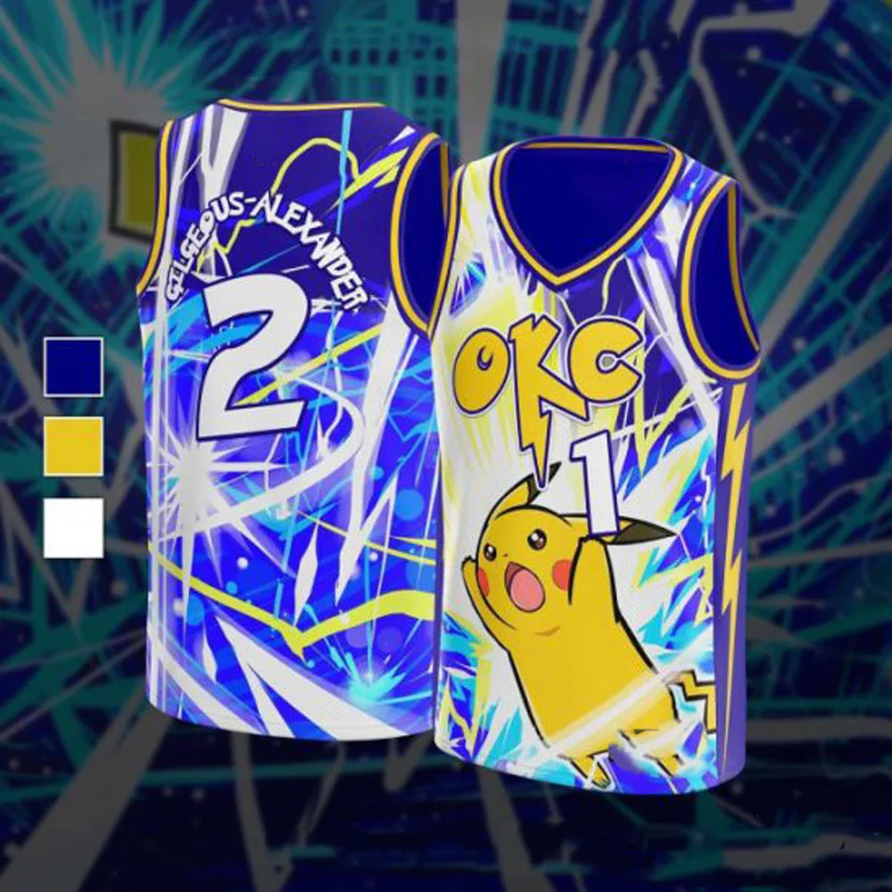 Adult and Children's Pok é mon Element Basketball Shirt Sleeveless Fashion Cool 3D Pattern Suitable for Sports Competitions