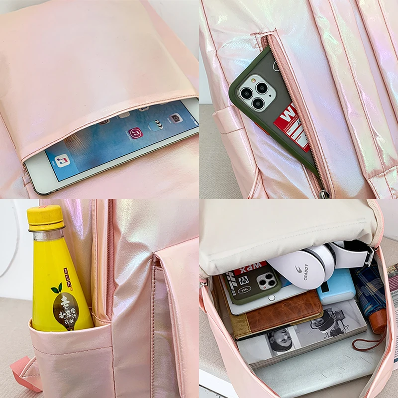 Haftowany list plecak z hologramem Laser holograficzny torby szkolne dla dziewczynek o dużej pojemności Bagpack Student dziennik podróży torba