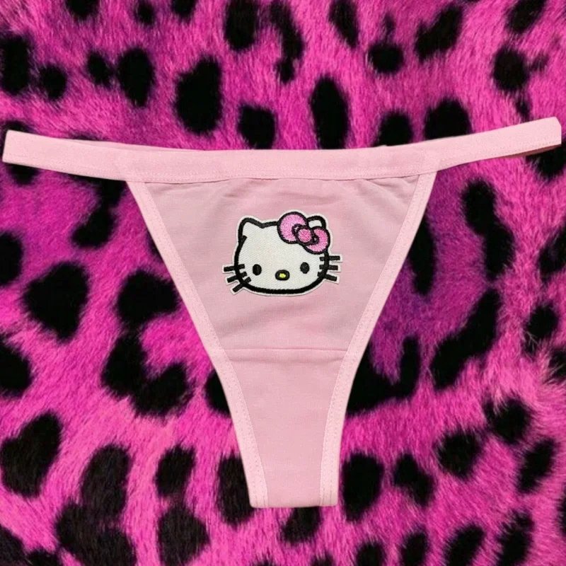 Tanga de Hello Kitty para mujer, bragas de cintura baja sin costuras, ropa interior Sexy para chica, bragas para mujer, lencería íntima cómoda, regalo