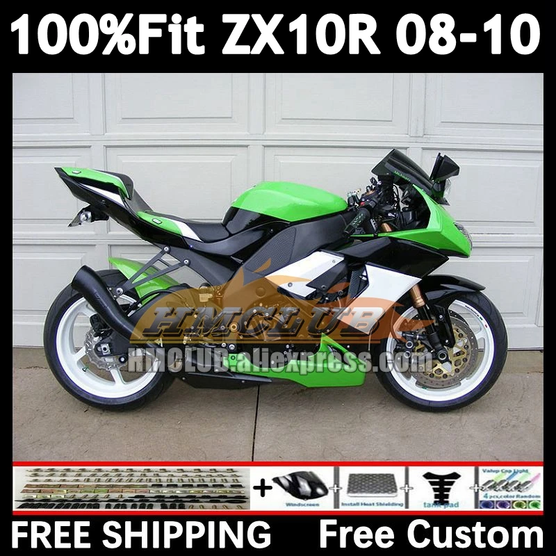 Injection Kit For KAWASAKI NINJA ZX-10R ZX green black 10R 1000CC 2008 2009 2010 169No.106 ZX1000 ZX 10 R ZX10R 08 09 10 Fairing