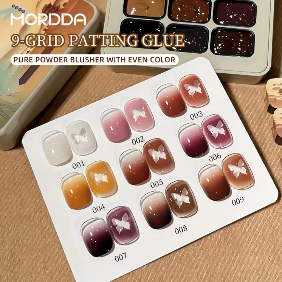 لوحة MORDDA 9 ألوان جديدة من الحرير لغسل الطرق - غراء الوسادة، تشبع عالي، غراء طلاء أظافر شبه صلب متعدد الاستخدامات،