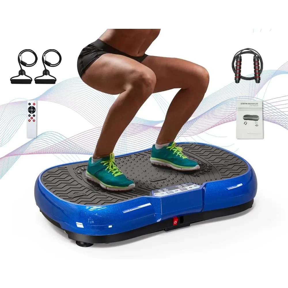 

Vibration Plate Exercise Machine 10 Modes Whole Body Workout Vibration Fitness Platform w/Loop Bands Jump Rope Bluetooth Speaker