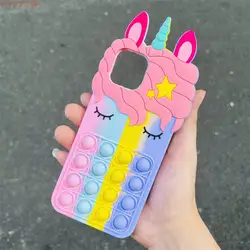 Cute 3D Cartoon Unicorn Phone Case for Samsung Galaxy A03 Pop Toys Decompression Soft Silicone Cases Fundas Cover