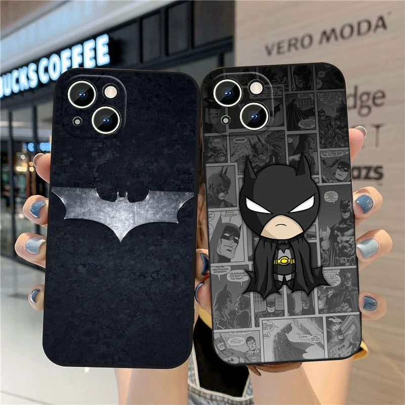 Batman Superman For Apple iPhone 15 14 13 12 Mini 11 XS XR X 8 7 Pro Max Plus Soft Silicone Black Phone Case