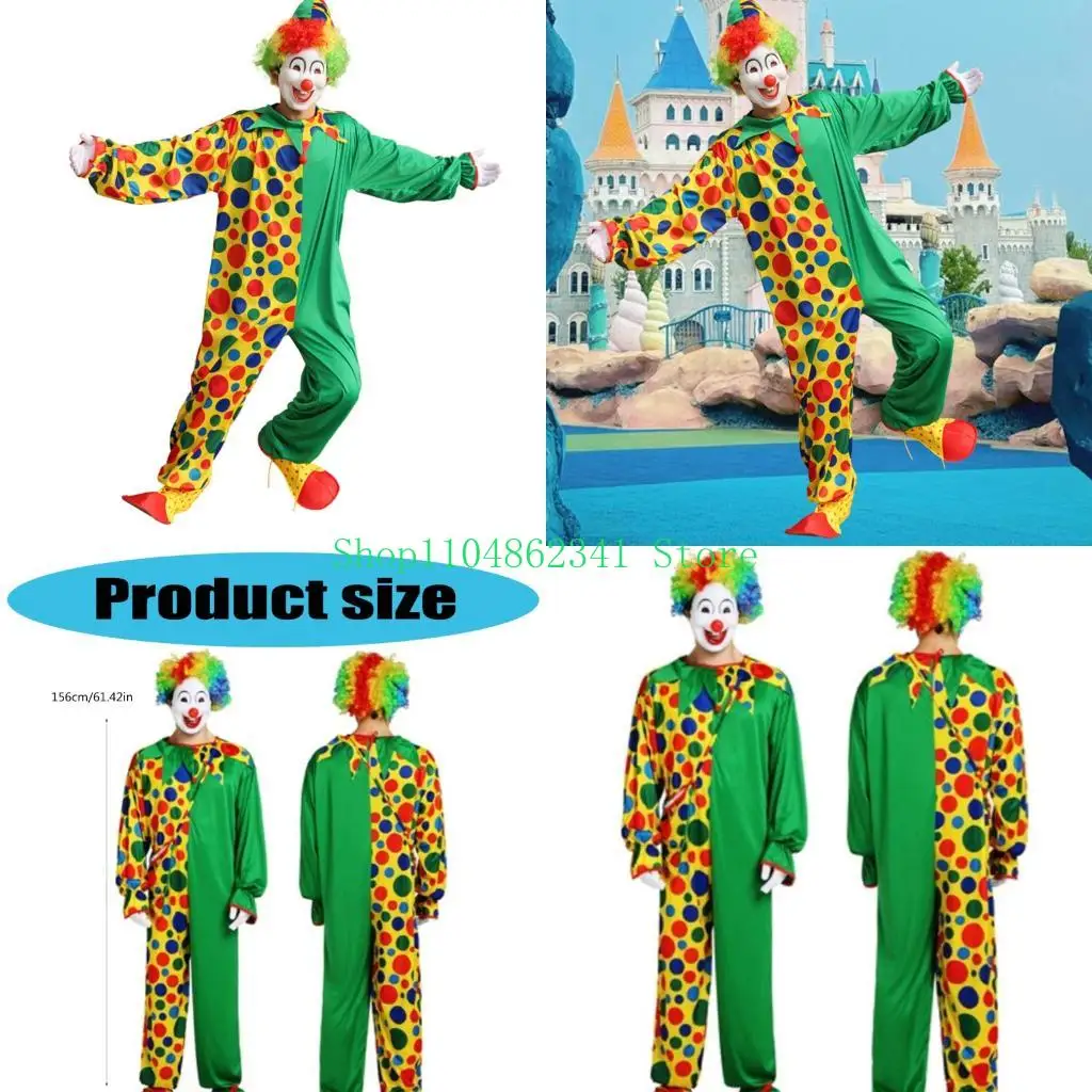 

5asd 2Pcs Clown Costume Accessories Adult Clown Costume Rainbow Clown Jumpsuits Clown Dressing Up Costumes Clown Outfits