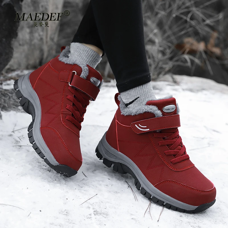 MAEDEF-Bottes de neige coordonnantes pour hommes et femmes, chaussures de trekking, bottes de randonnée confortables, chaussures décontractées doublées chaudes, chaussures pour hommes, extérieur, hiver