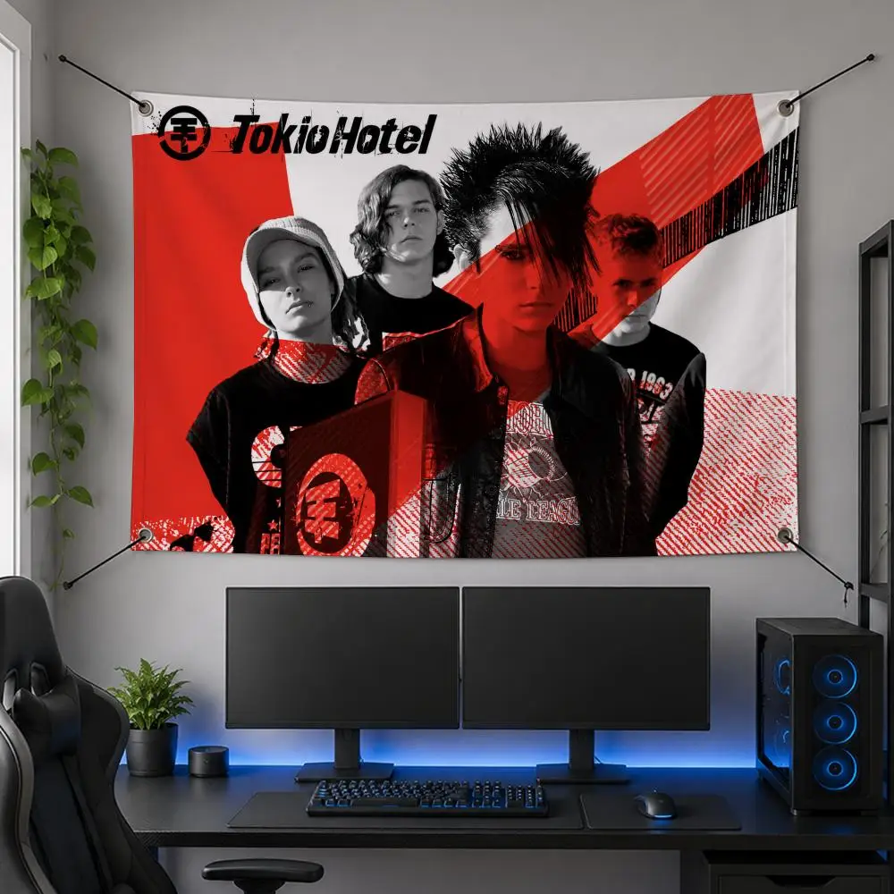 Band Rock T-Tokio Hotel Flags Flag Banner for Bedroom Dorm Party Home Living Room Game Room Gift