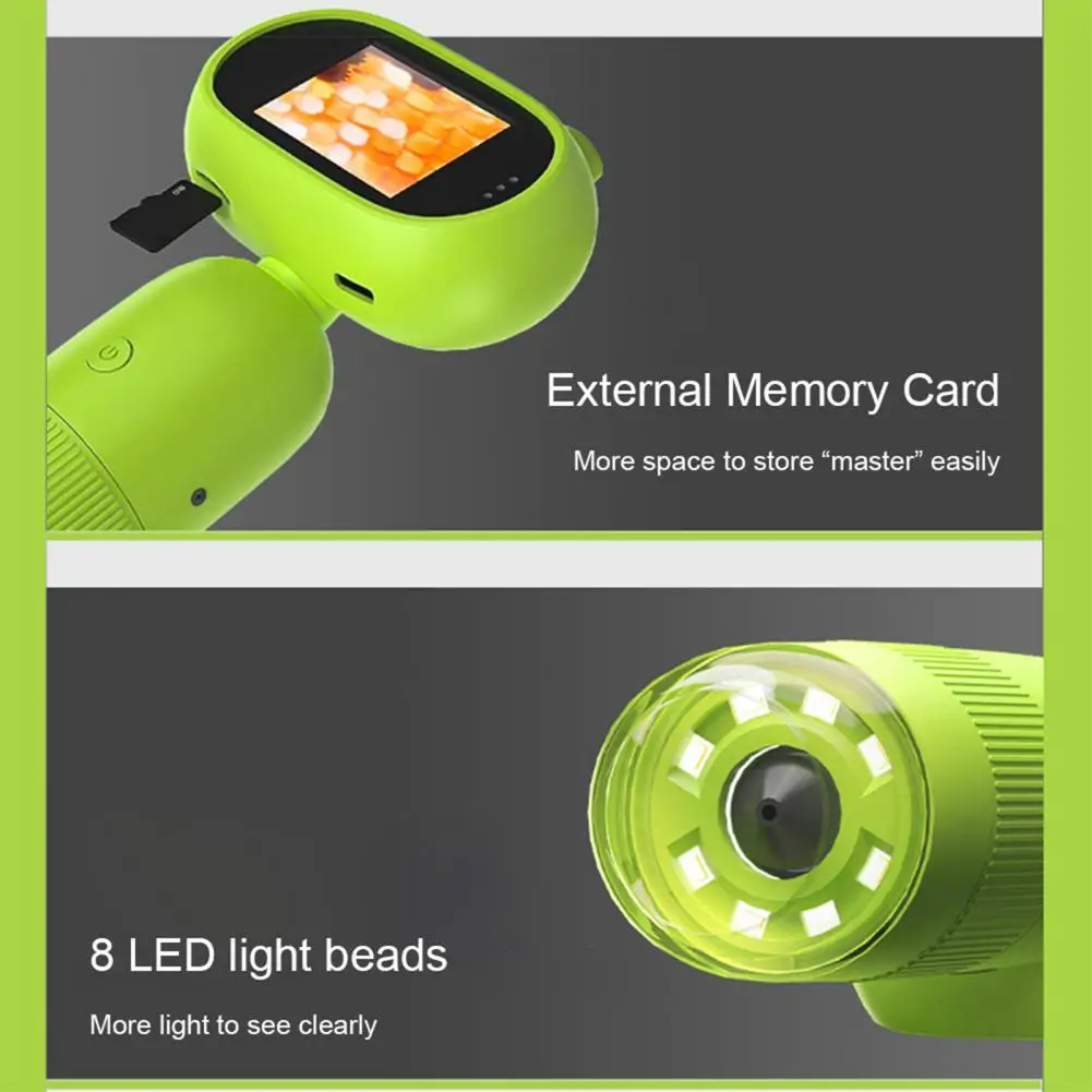 Kit de microscópio educacional para crianças, microscópio digital portátil com display ips de 2,0 polegadas, 200 megapixels, digital para biológico