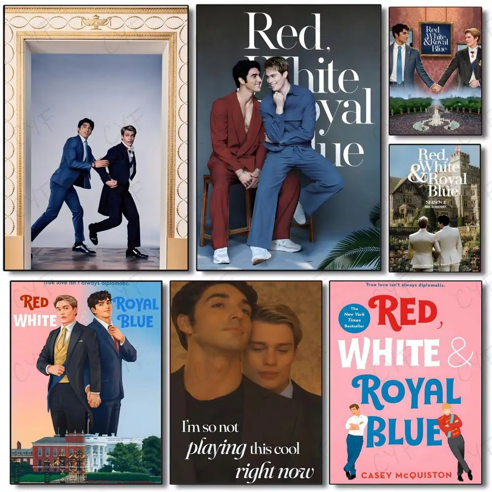 romance film R-Red White & Royal Blue Poster Painting Wall Art Mural for Living Room Home Decor and Gifts
