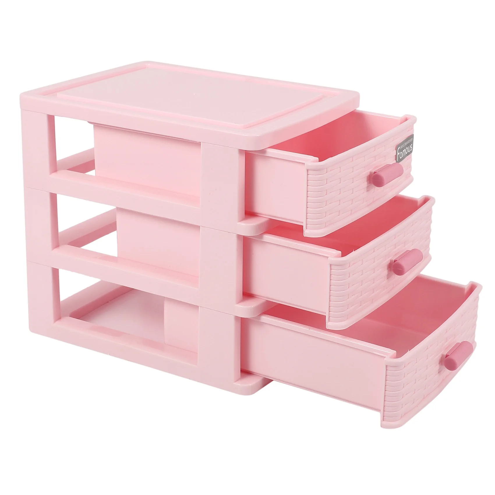 Cassetto in plastica progettato scatola portagioie a 3 scomparti rosa