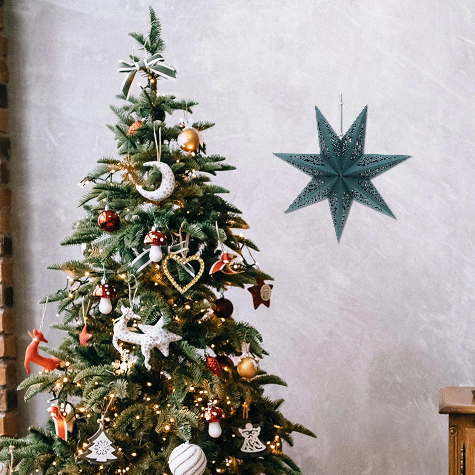 3 Stück Weihnachtsstern-Papierlaternen, faltbar, 3D-Origami-Lampenschirm für Urlaub, Hochzeit, Geburtstag, Dekoration, rotes Hängelicht