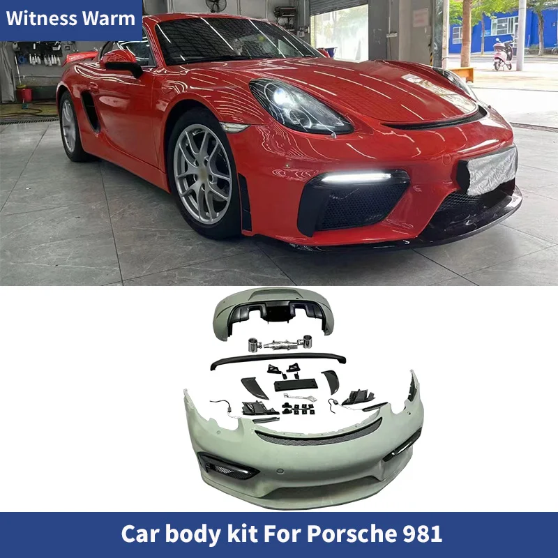 For Porsche 981 Cayman Boxster Upgrade to GT4 style FRP resin Front bumper Rear bumpers Rear spoiler body kit