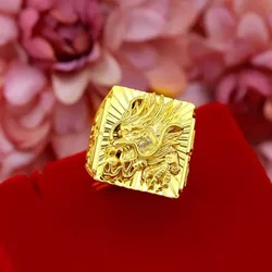 Gold shop with 999 24k real gold ring men's fortune adjustable 5D real gold ring smooth sailing domineering male ring