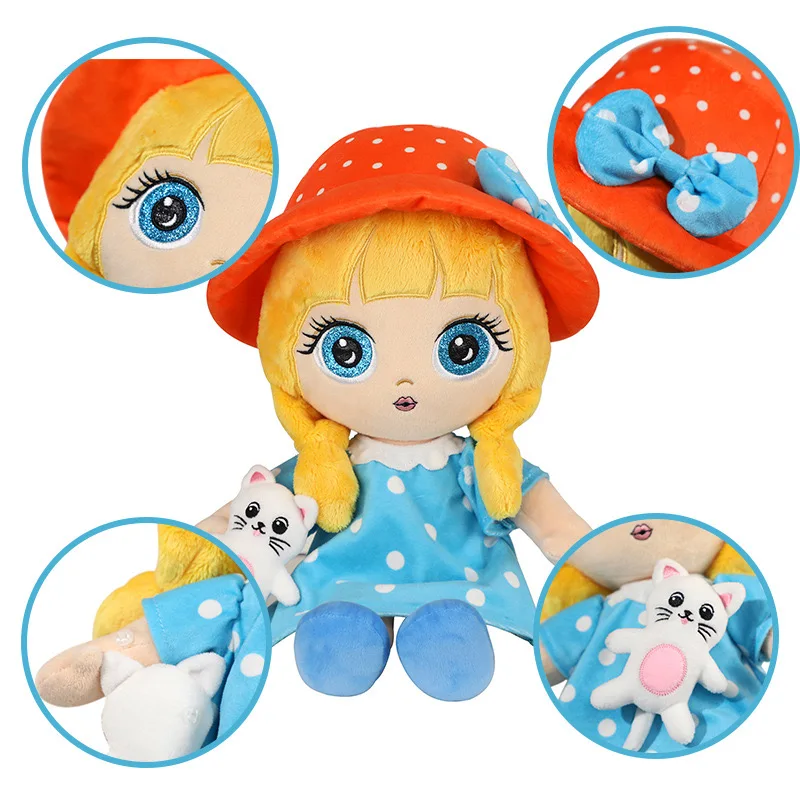 Poupées de grill de dessin animé mignon pour enfants, jouets en peluche de princesse pour bébé, cadeau d'anniversaire et de Noël, 40cm