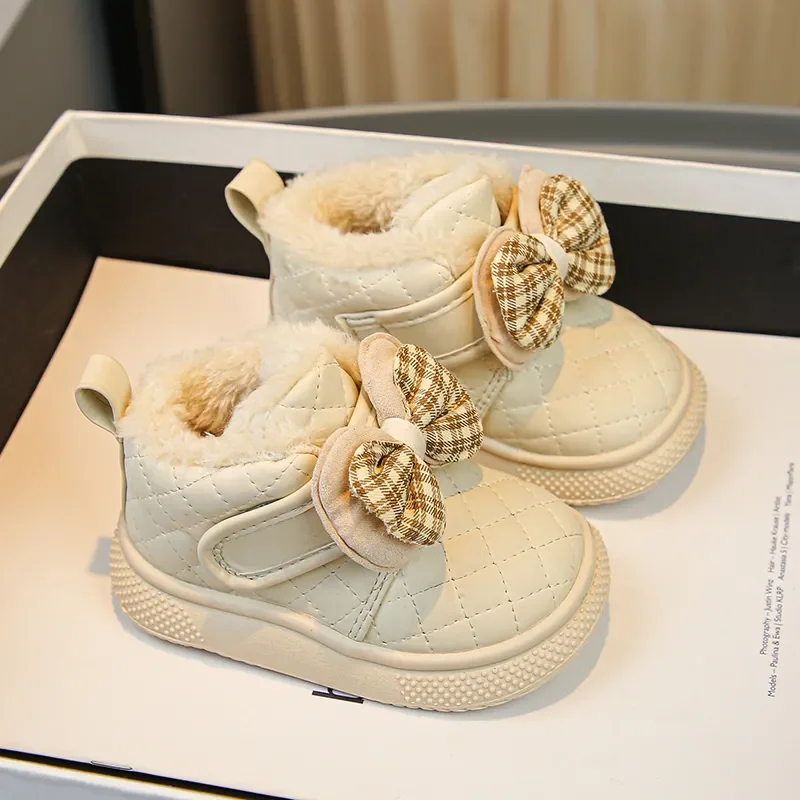 

Обувь для малышей с хлопковой подкладкой для девочек, зимние зимние сапоги на мягкой подошве, детская обувь с утолщенной изоляцией на флисовой подкладке для улицы ​