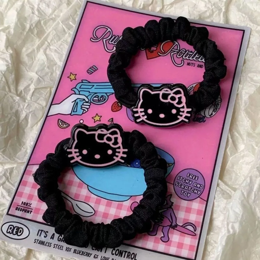 Słodka różowa gumka do włosów z motywem kreskówkowym, urocza dziewczynka z małym jelitkiem, słodka gumka recepturka, prosty dodatek do włosów, ozdoba na głowę.